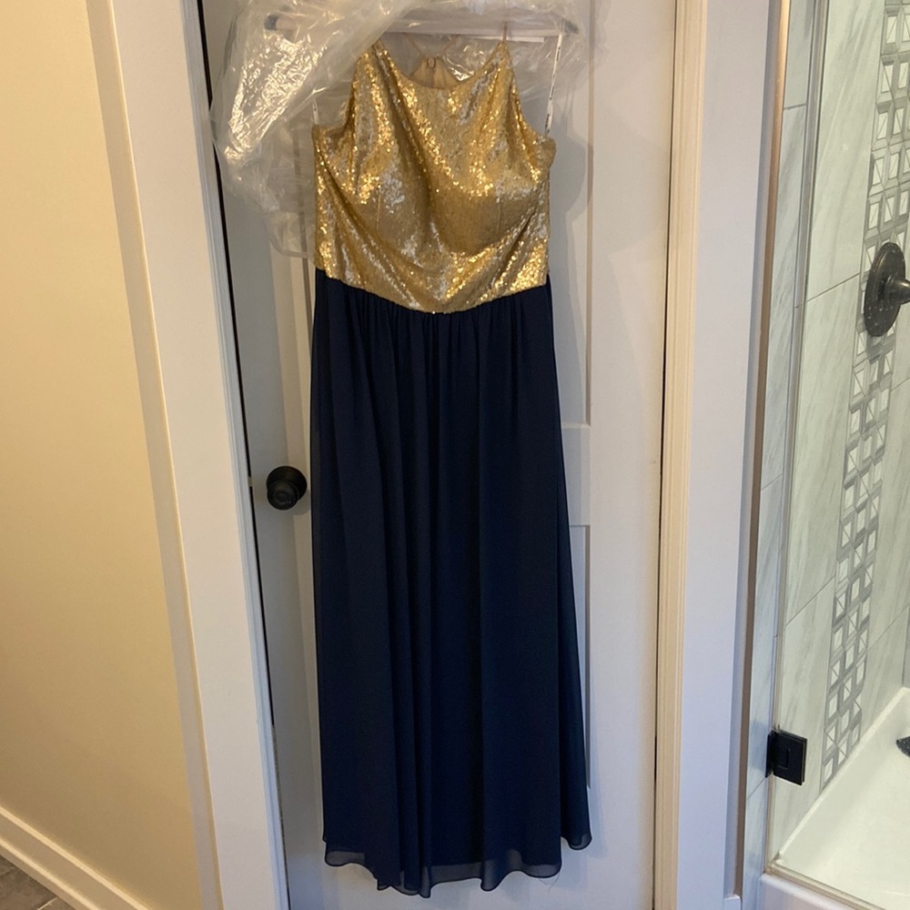 Extremely modified bridesmaid dress due to pregnancy.